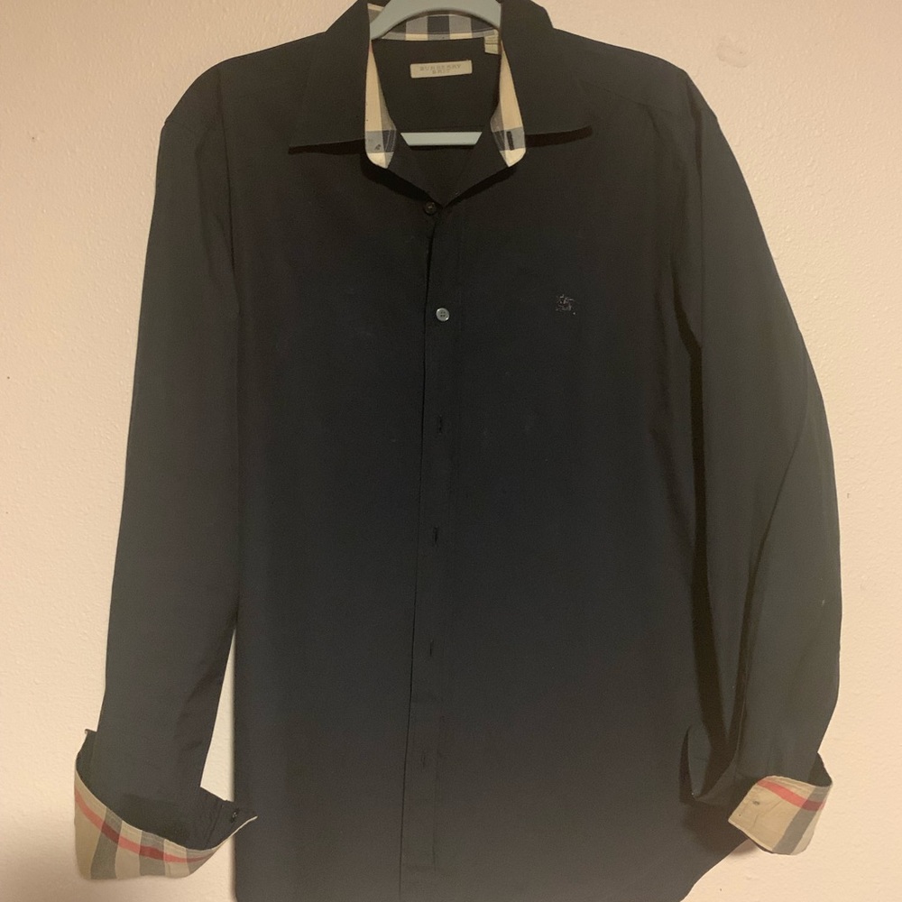 Black Burberry long sleeve w, Burberry print in cuff